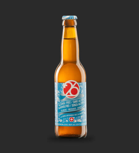 bouteille de la bière sans alcool blanche 26 produite par l'entreprise swiss craft drinks sa