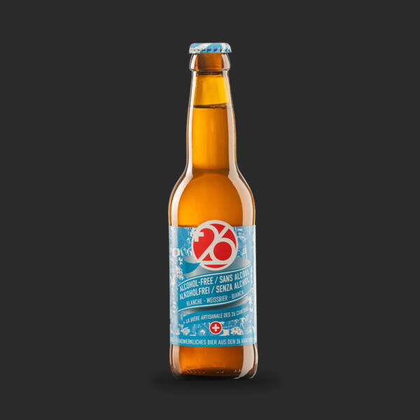 bouteille de la bière sans alcool blanche 26 produite par l'entreprise swiss craft drinks sa