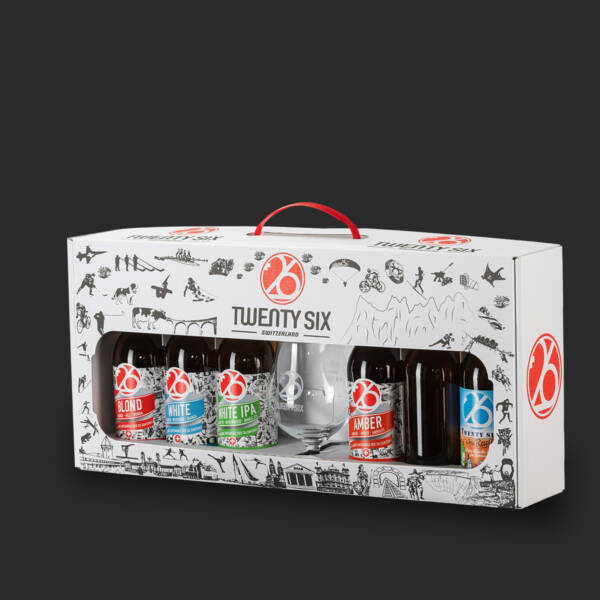 coffret découverte de bière de la marque 26 produites par l'entreprise swiss craft drinks à Monthey, valais, suisse