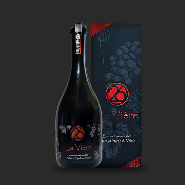 bouteille de la bière 26 fermentée avec du moût de raisin produite par l'entreprise swiss craft drinks sa