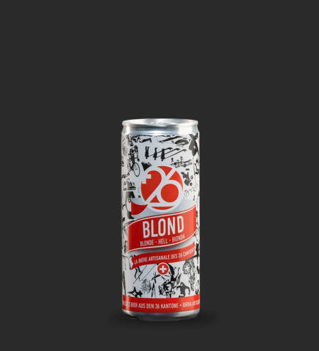 canette aluminium de bière blonde 25cl de la marque vingt-six en suisse